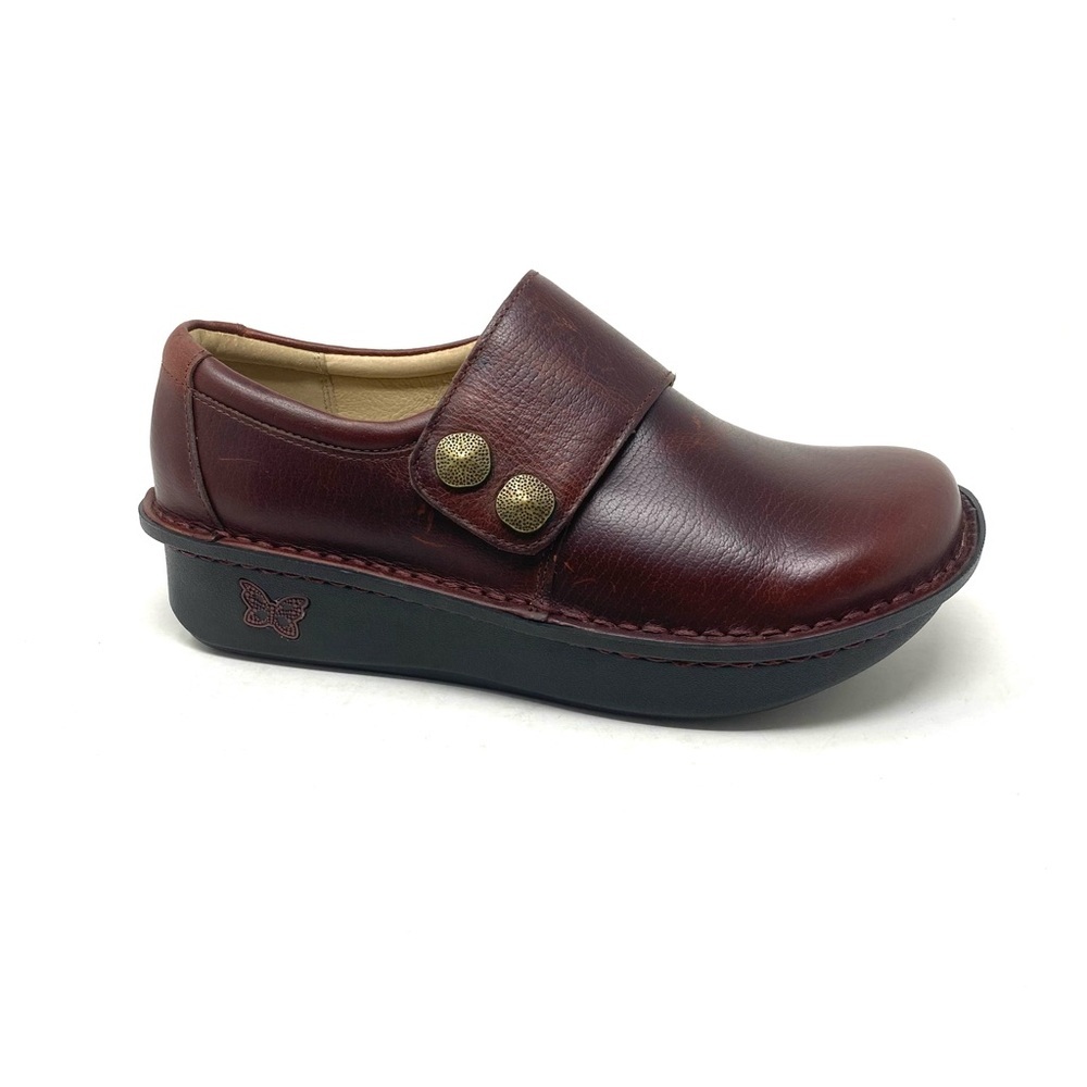 Alegria Deliah Chestnut Leather Loafer Ergonomic Slip Resistant Comfort Shoe